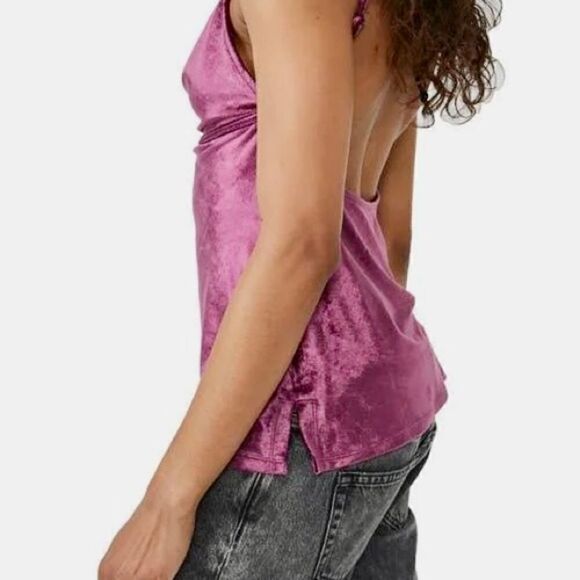 Free People All Night Velvet Sexy spaghetti strings Tank Top Fig Jam MSRP $68 M - Picture 4 of 12